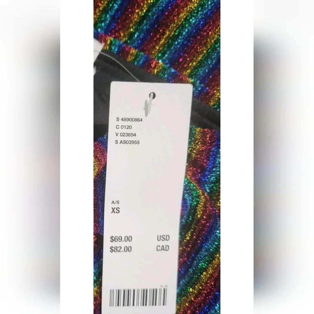 Urban Outfitters Ecote Sparkly Stripe Midi Skirt Size XSmall Rainbow Colors NWT